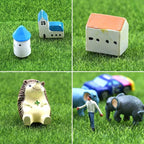 Elcoho 12 Pieces Fake Grass for Crafts Fairy Garden 6 x 6 Inches Artificial Garden Grass for Miniature Ornament Dollhouse DIY Decoration