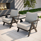 COOS BAY Iron Luxe Modern Outdoor Patio Chairs Set of 2, Lounge Accent Chairs for Backyard, Deck, Porch, Garden, Black/Beige