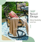 Sophia & William Swivel Patio Dining Set for 4, Outdoor Table and Chairs, Removable Seat Cushions, 37" Black Frame & Wood-Like Tabletop