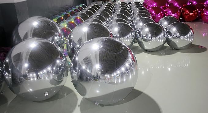 Generic Big Shiny Balls Giant Inflatable Mirror Balls for Events & Decor - Party, Advertising, Shows, Stage Decoration - Hanging & Standing-Various Sizes & Colors - Silver (1.0m/3.28ft)