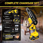 Cordless Mini Chainsaw, 1000W High Power Brushless Power Chainsaw, 2025 Upgraded 6 Inch Electric Chain Saw with 4000mAh Lithium-Ion Battery and Charger for Garden Yard Tree Branch Wood Cutting