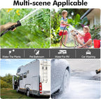 SPECILITE 3/4" Garden Hose 50 ft with High Flow Nozzle, Heavy Duty Flexible Hybrid Rubber Water Hose for Outdoor, Lightweight, Leak-Proof, No-Kink, 3/4"Brass Fittings,Black