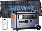 OSCAL Promax6000 Solar Generator with 2x500W Solar Panel,120V/240V Dual Voltage 6000W(Peak 7200w) Portable Power Station,3600WH Lifepo4 Battery 14 Outlets,2200W 1.96H Fast Charge,for Home Backup,RV.