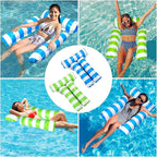 2 Pack Inflatable Pool Floats 4-in-1 Pool Hammock with Bottom Mesh 3 Tubes Inflatable Hammock for Adults,Portable Floating Chair Bed for Travel, Swimming Pool Hot Tub