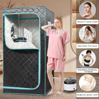 Portable Steam Sauna Box – Home Sauna Tent with 4L & 1500W Steamer, Remote Control Time & Temperature Settings, Foldable Chair Included for Relaxation