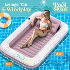 Premium Inflatable Tanning Pool Lounger | Large Inflatable Tanning Bed for Adults - 4 in 1 Multipurpose Suntan Tub | Pool Floats Adults, Inflatable Pool Float | Tanning Float - Sunbathing Pool Raft
