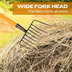 3 Sets Pitch Fork for Gardening, 9 Tines Wide Pitchfork 47.2 Inch Garden Manure Fork with Long Hardwood Handle Heavy Duty Mulch Forks Horse Stall Forks for Mulch, Hay, and Gardening