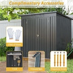 6X4 FT Outdoor Storage Shed, Waterproof Metal Garden Sheds with Lockable Door, Steel Tool Storage Buildings Shed & Outdoor Storage House for Garden, Backyard, Patio, Lawn, Trash Cans(Black)