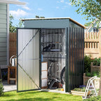 5X3X6.1FT Outdoor Steel Storage Shed with Frame Floor and Lockable Doors, Ideal for Garden, Backyard, Patio Storage