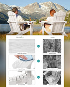 SERWALL Adirondack Chair with Cup Holders - Composite Adirondack Chairs Set of 2 HDPE Outdoor Chairs All Weather Use- White