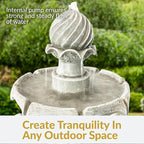 Sunnydaze 35" Solar 2-Tier Outdoor Water Fountain - Outdoor Water Fountain with Battery Backup and Pump - White