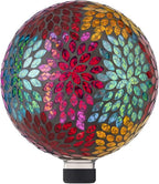 Alpine Corporation HMD172 10" Diameter Indoor Outdoor Glass Gazing Globe Yard Decoration, Mosaic Multicolor Leaf