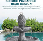 MAGIC UNION Garden Water Fountain Outdoor, 47.3" High Large Roman Italian Indoor Waterfalls, 3-Tier Standing Water Feature Fountains w/Pump & Pineapple Top for Outside Patio, Yard and Lawn (Gray)