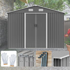 Metal Outdoor Storage Sheds 8 x 6 FT Lockable Metal Garden Shed Steel Anti-Corrosion Storage House with Double Lockable Door for Backyard Outdoor Patio