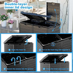Outdoor Trash Can with Lid, Outdoor Trash Bin & Pull-Out Liquid Drawer, Dual Lid Closure Design, Waterproof Resin Garbage Can Container for Patio, Backyard, Deck (Black, 61 Gallon)