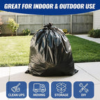 120 Count 55-60 Gallon Trash Bags, Tear-Free Large Black Garbage Bags for Kitchen, Office, Outdoor, Commercial Use, Lawn and Leaf Bags, Lightweight 17 Micron Design for Daily Dry Waste