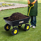 Garden Dump Cart, Heavy-Duty Utility Wagon with 600 lb Capacity, 4 Cu Ft Bed, 10" Pneumatic Tires, 180° Pivot Steering for Yard, Lawn, and Beach Use