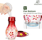 Kingsyard Glass Hummingbird Feeder for Outdoors Hanging - 26 oz Leak Proof Nectar Feeder with 6 Feeding Ports & Ant Moat for Garden Backyard Decor, Red