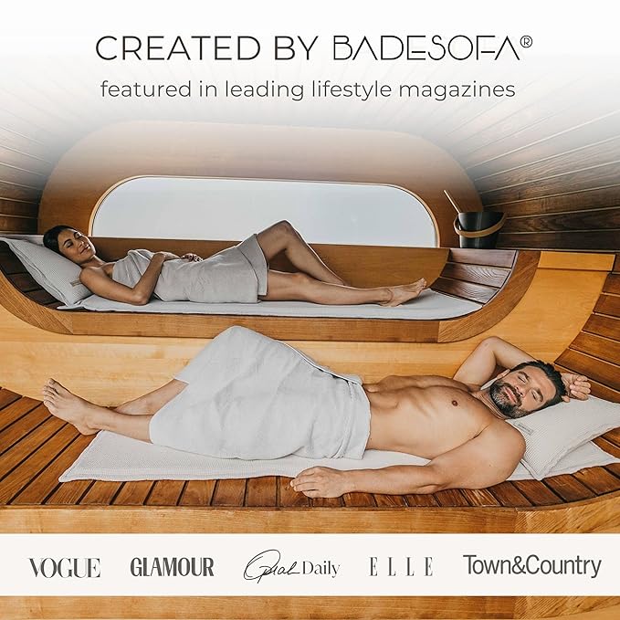 SAUNASOFA™ Sauna Mat & Pillow Set – 1 person sauna seat cushion and pillow for infrared and finnish sauna – heat-resistant sauna kit in taupe