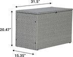 happimess TRK1000A Nino 31.5" Modern Minimalist Outdoor Faux Wicker Deck and Patio Storage Box, Gray, Soft-Close, for Package Delivery, Patio Furniture, Cushions, Gardening Tools, Pool Supplies