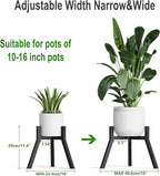 Adjustable Plant Stands Set of 2, Metal Modern Small Plant Holder, Heavy Duty Stable Flower Holder Stand rack for 10-16 Inch Indoor Outdoor Corner Living Room Balcony Office Black PS-007BK-2