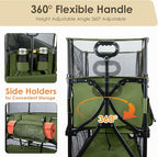 HOPERAN 550L XXL Wagons Carts Foldable, 54" Extra Length & Height Double Deck Collapsible Wagon Cart with Tailgate, 8" Big All-Terrain Wheels, 550lbs Load Utility Grocery Cart for Camping,Sports,Beach