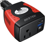 BESTEK 150W Car Power Inverter, Car Charger DC 12V to 110V AC Converter PD 30W QC 3.0 18W USB Charger Laptop Car Charger Outlet Power Adapter for Car
