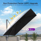 PURPLE LEAF 9 FT Outdoor Umbrella with Base Patio Cantilever Aluminum Umbrella with 3 Years Fade Resistance Recycled Fabric Offset Square with 360-degree Rotation for Deck Pool Garden, Graphite Grey