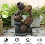29''H Outdoor Garden Water Fountain,3 Tier Cascading Bowls Dog Waterfall Fountain with Lights for Garden, Patio, Backyard, Deck, Porch and Home Art Decor