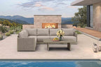 PURPLE LEAF Patio Furniture Set 7 Pieces Outdoor Conversation Sets PP Rope Patio Sofa with Cushions and Table Manual Weaving Deep Seating Furniture for Porch Lawn Backyard Beige