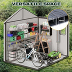 MELLCOM 8 x 6 FT Outdoor Plastic Garden Storage Shed with Floor, Resin Tool Storage Shed with Windows and Lockable Door for Patio, Lawnmower, Pool Supply, Bike