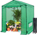 6x6 Pop Up Walk-in Greenhouse, Indoor & Outdoor PE Cover Green House w/ Power Access Ports, Roll-up Zippered Doors and Windows, Green