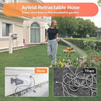 Ayleid Retractable Garden Hose Reel,1/2 in x 100 ft Wall Mounted Hose Reel, with 9- Function Sprayer Nozzle, Any Length Lock/Slow Return System/Wall Mounted/180°Swivel Bracket (Grey)
