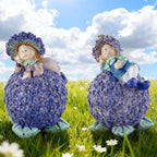 Lavender Outdoor Garden Resin Statues - Couple Boy & Girl Figurines, Ideal for Patio, Lawn, Garden & Courtyard Decor, Valentine's Day Home Ornament, for Parents & Friends