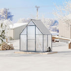 6X4 ft Polycarbonate Greenhouse with Aluminum Frame, Polycarbonate Greenhouse for Outdoors, Greenhouses with Ventilation and Rain Gutter, Aluminum Large Walk-in Greenhouses for Outside