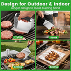 Smashed Burger Press Kit with Stainless Steel Press, Grill Spatula, Seasoning Shaker & Hamburger Patty Papers - Perfect for Blackstone Griddle, BBQs, and Gift Giving