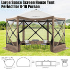 COBIZI 12x12ft Pop up Canopy Tent Gazebo on Clearance Screen Tent, Outdoor Screened Gazebo with Sidewalls, Portable Screen House for Camping with Carrying Bag and Ground Stakes, Brown(Upgraded 2.0)