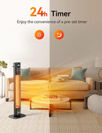 VAGKRI Outdoor Heaters, 1s Heating Carbon Infrared Patio Heaters With Remote, 9 Heat Levels, 24H Timer, IPX5 Waterproof, 42in Electric Space Heaters for Home, Office, Restaurant, Patio, and Garage