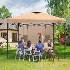 KAMPKEEPER 10x10 Easy Pop Up Canopy Tent with Sidewalls, Instant Outdoor Shade Shelter with Removable 10FT Sun Walls, Quick Setup Waterproof and UV-Resistant for Patio (Khaki, 1 sidewall)