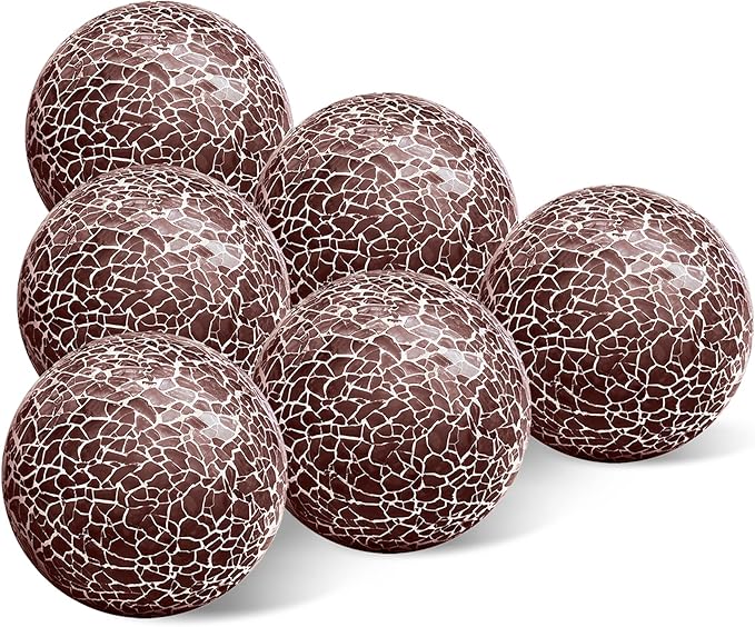 6 PCS 2.5inch Glass Mosaic Sphere Balls Round Christmas Table Bowls Vases Centerpieces Set Decorative Orbs Living Room Festival Table Party Wedding Dining Home Tray Solid