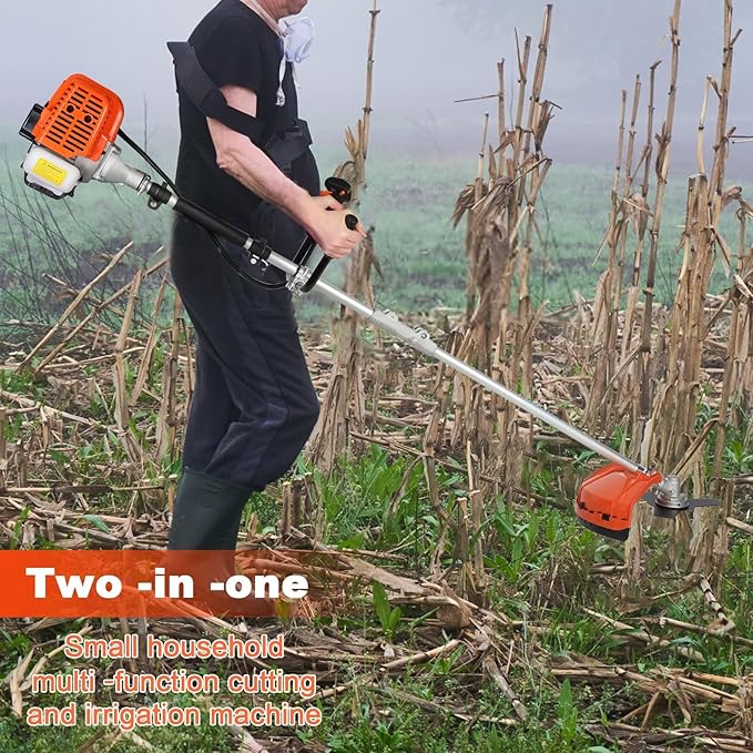 52cc 2-Cycle Gas Weed Wacker, 2-in-1 Gas Weed Eater, 8500rpm High Power Brush Cutter Trimmer for Grass and Weed, Hedge Trimmer String Trimmer(US Fast Arrival