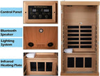 Red Cedar Infrared Sauna 1 Person Low EMF Far Infrared Saunas for Home, 1350 watt Indoor Personal Sauna Room with 2 Bluetooth Speakers, 1 LED Reading Lamp