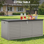 130 Gallon Outdoor Storage Box Lockable Deck Boxe Outdoor Waterproof for Patio Package Delivery Weather-Resistant & Easy Assembled (Gray)