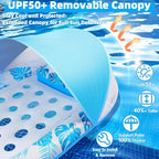 2025 New Pool Floats Adult with Canopy and Cup Holder, 3-in-1 Inflatable Pool Lounge Floaties for Swimming Pool Lake Beach Water, Raft Lounger Floating Chair for Adults Heavy Duty