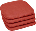 BrylaneHome Indoor/Outdoor Chair Pads (Set of 4) - 16" L x 15.6" W - Water, Stain & Fade Resistant - Geranium