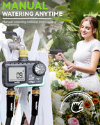 RAINPOINT Water Timer for Garden Hose - Sprinkler Timer with Brass Swivel - Rain Delay/Manual Watering/Automatic Irrigation Programmable Faucet for Yard, 2 Outlet