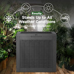 EasyUp 32 Gallon Resin Deck Box Waterproof, UV Resistant Outdoor Storage Box for Delivery, Garden, Patio,and Porch, Rattan Black