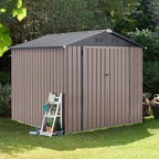 U-MAX 7' x 7' Shed Outdoor Storage Shed Clearance, Extra Large Yard Steel Shed with Design of Lockable Doors, Tool and Utility Storage for Backyard, Garden, Patio, Outside use Taupe