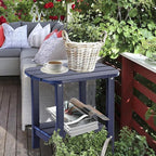 LZRS Double Adirondack Side Table, Outdoor Side Tables, End Tables for Patio, Backyard,Pool, Indoor Companion, Easy Maintenance & Weather Resistant (Navy Blue)