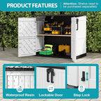 Horizontal Resin Storage Shed 36 Cu Ft with Lockable Doors, Portable Outdoor Storage Cabinet -Waterproof Outdoor Storage Box for Backyards, Easy to Assemble